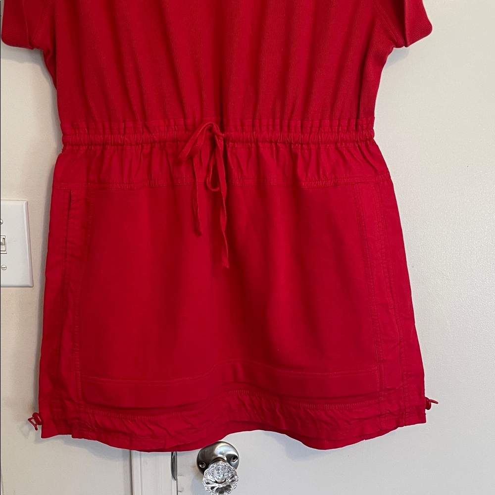 Daily Practice Anthropologie Red Casual Drawstring Dress Great for Valentine’s! - Picture 3 of 6